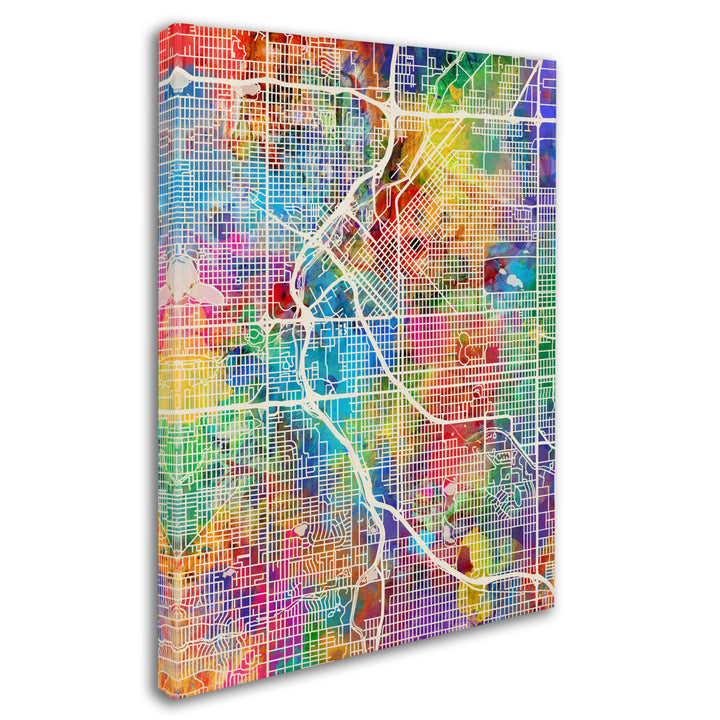 Michael Tompsett Denver Colorado Street Map 14 x 19 Canvas Art Image 3