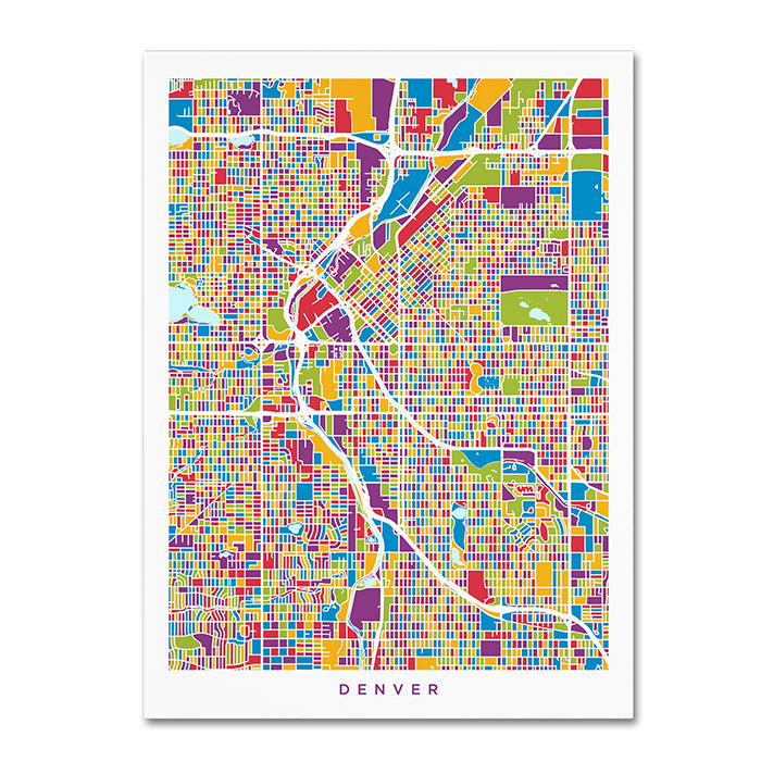 Michael Tompsett Denver Colorado Street Map 2 14 x 19 Canvas Art Image 1