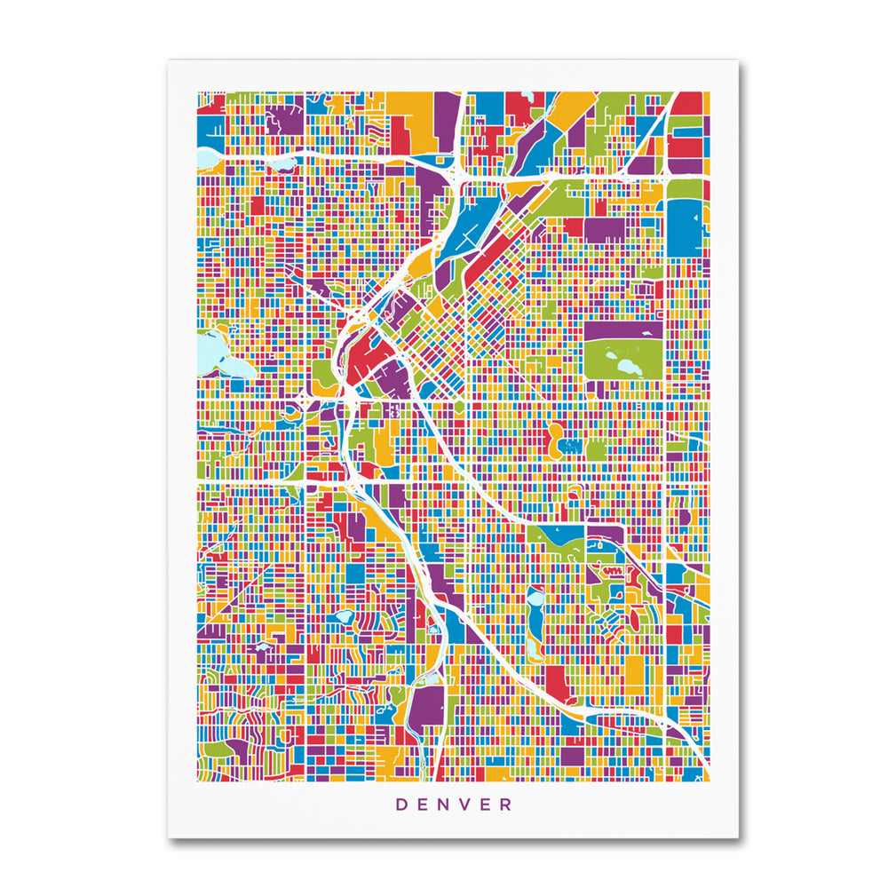 Michael Tompsett Denver Colorado Street Map 2 14 x 19 Canvas Art Image 2