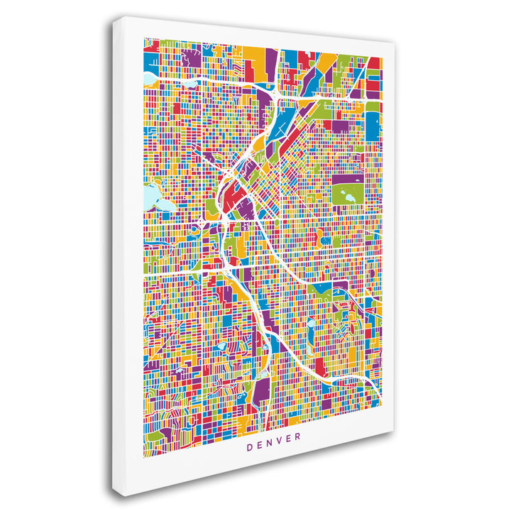 Michael Tompsett Denver Colorado Street Map 2 14 x 19 Canvas Art Image 3