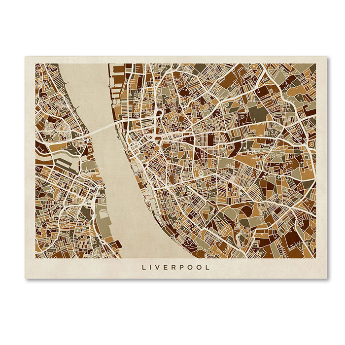 Michael Tompsett Liverpool England Street Map 3 14 x 19 Canvas Art Image 1