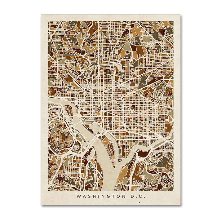 Michael Tompsett Washington DC Street Map 3 14 x 19 Canvas Art Image 1