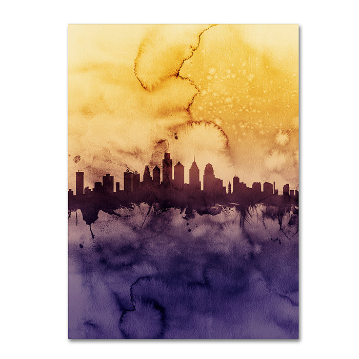 Michael Tompsett Philadelphia PA Skyline Tall 14 x 19 Canvas Art Image 1