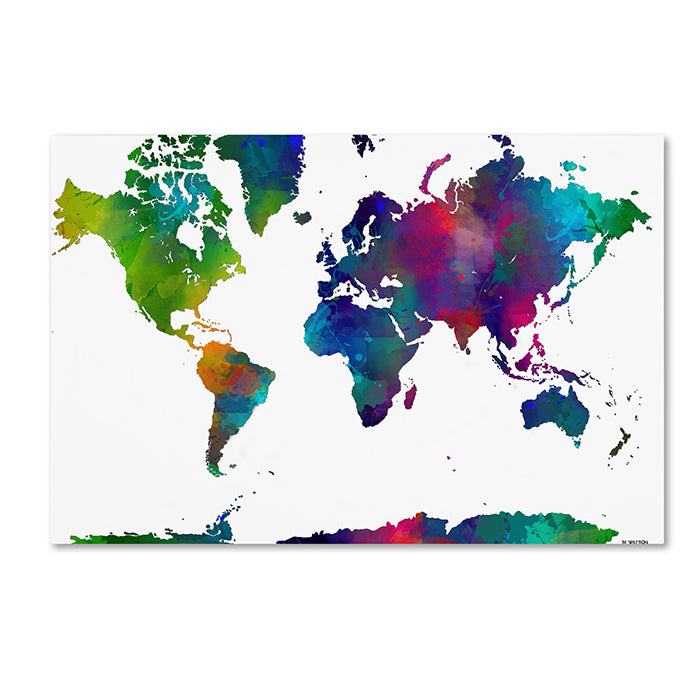 Marlene Watson World Map Clr-1 14 x 19 Canvas Art Image 1