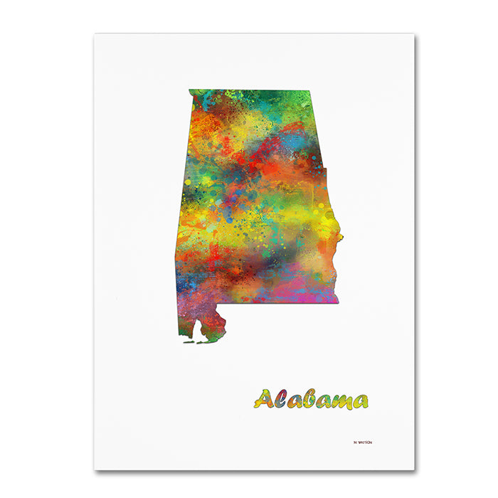 Marlene Watson Alabama State Map-1 14 x 19 Canvas Art Image 1