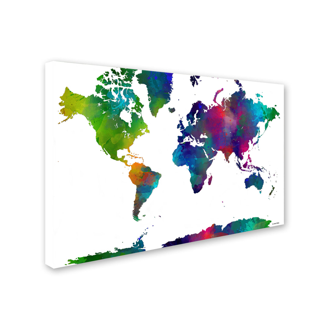 Marlene Watson World Map Clr-1 14 x 19 Canvas Art Image 3