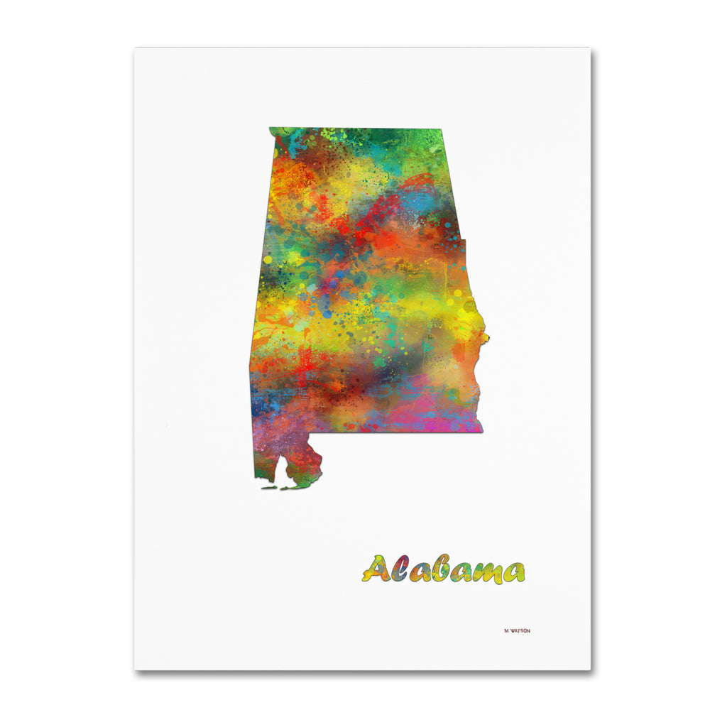 Marlene Watson Alabama State Map-1 14 x 19 Canvas Art Image 2