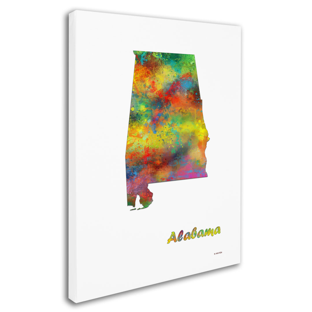 Marlene Watson Alabama State Map-1 14 x 19 Canvas Art Image 3