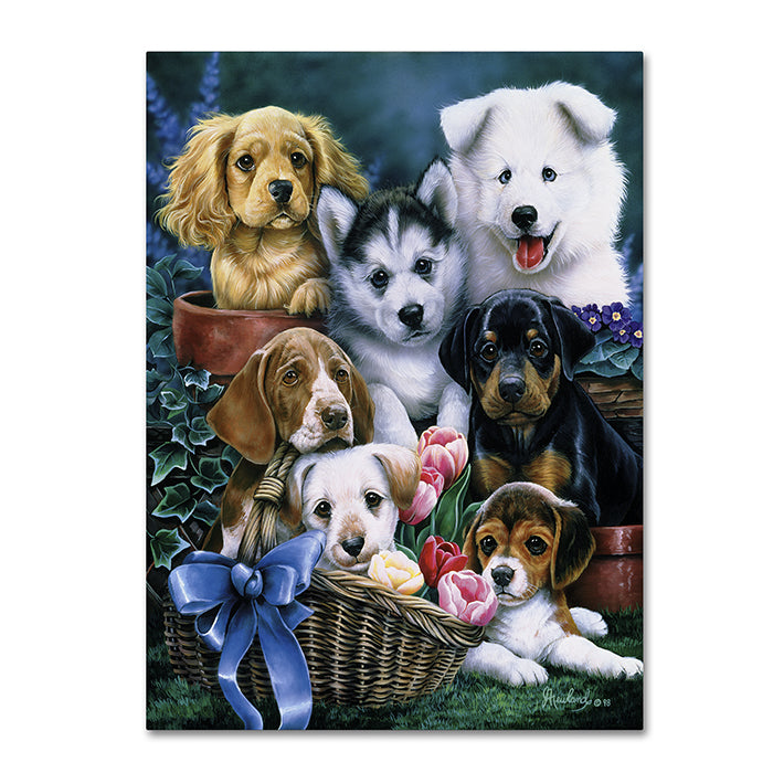 Jenny Newland Puppies 14 x 19 Canvas Art Image 1