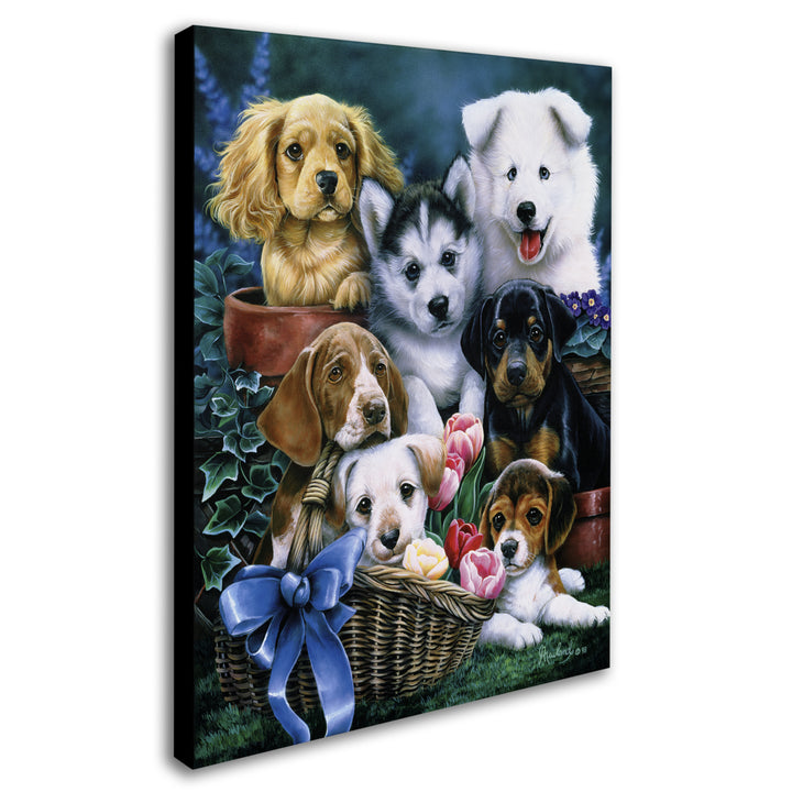 Jenny Newland Puppies 14 x 19 Canvas Art Image 3