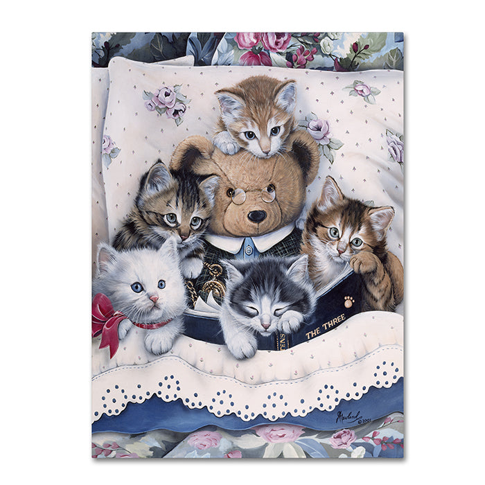 Jenny Newland Kittens And Teddy Bear 14 x 19 Canvas Art Image 1