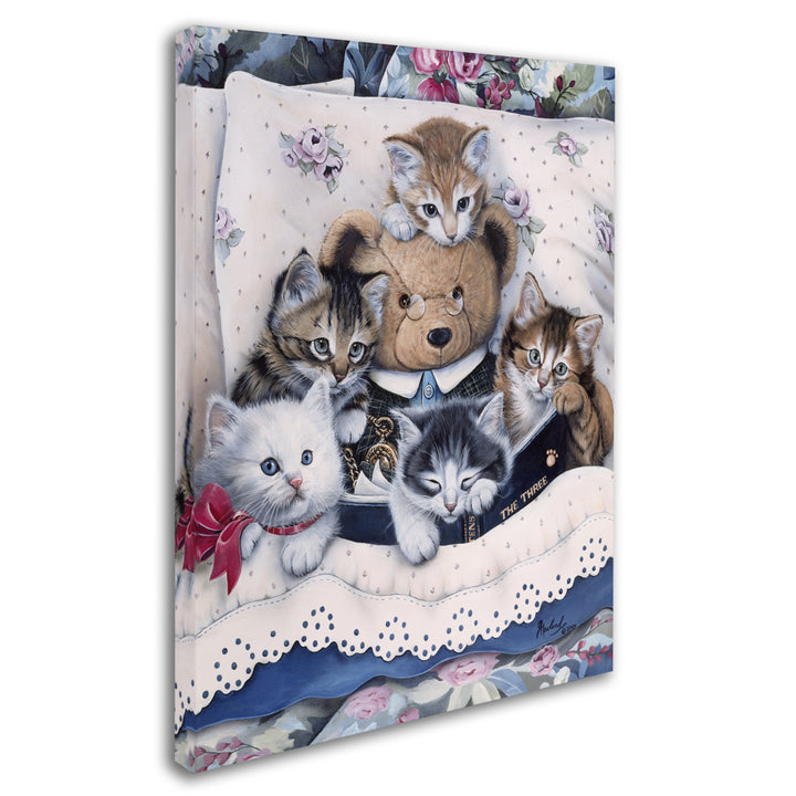 Jenny Newland Kittens And Teddy Bear 14 x 19 Canvas Art Image 3