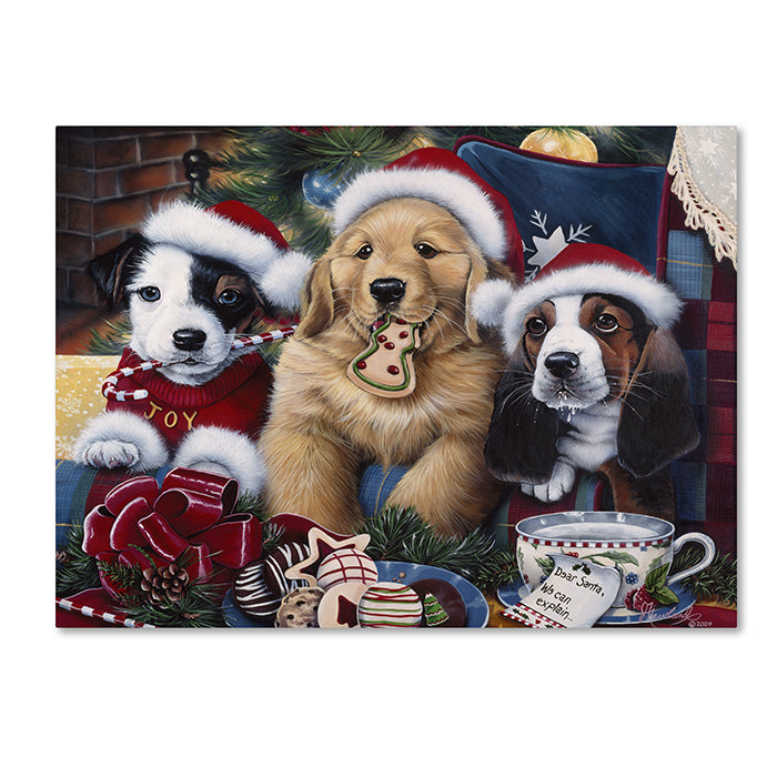 Jenny Newland Sawry Santa Paws 14 x 19 Canvas Art Image 1