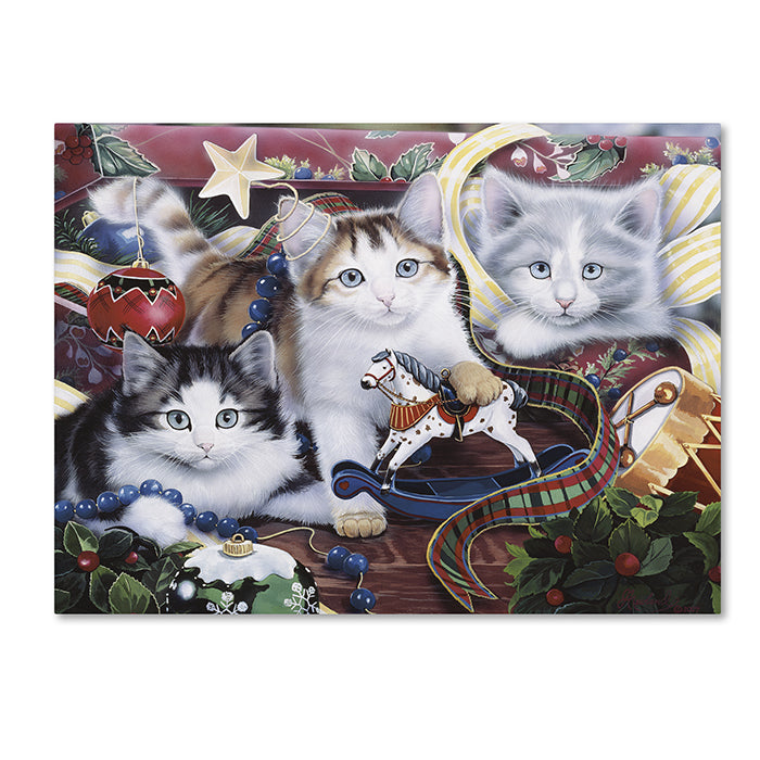 Jenny Newland Christmas Kittens and All The TrimNs 14 x 19 Canvas Art Image 1