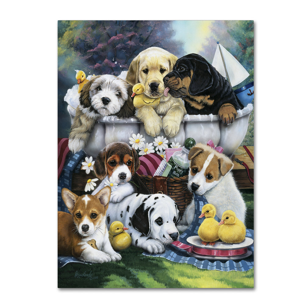 Jenny Newland Bath Time Pups 14 x 19 Canvas Art Image 2