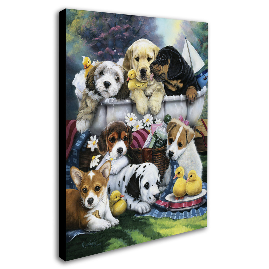 Jenny Newland Bath Time Pups 14 x 19 Canvas Art Image 3