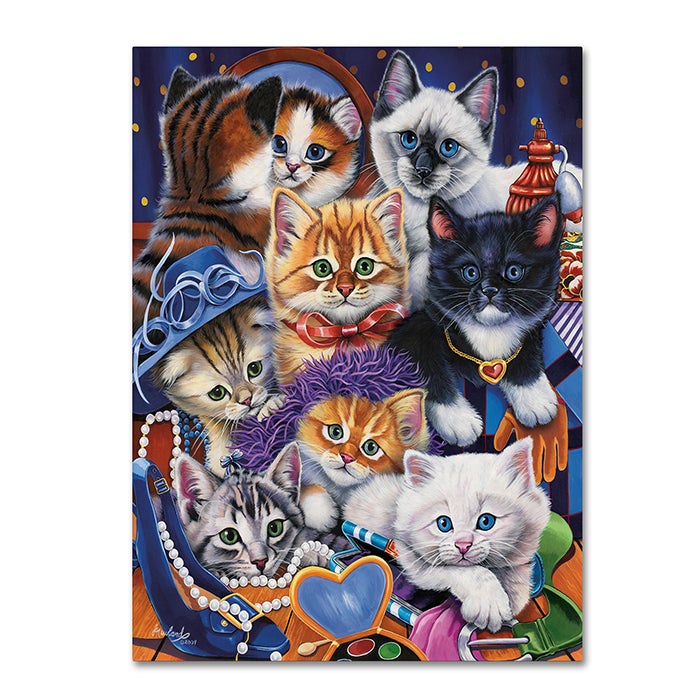 Jenny Newland Kittens In Closet 14 x 19 Canvas Art Image 1