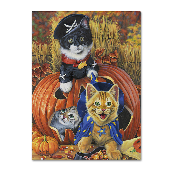 Jenny Newland Halloween Kittens 14 x 19 Canvas Art Image 1