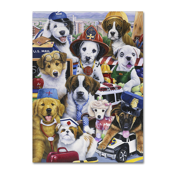 Jenny Newland Working Puppies 14 x 19 Canvas Art Image 1