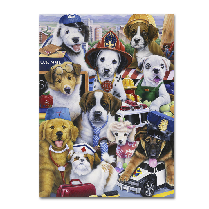 Jenny Newland Working Puppies 14 x 19 Canvas Art Image 2