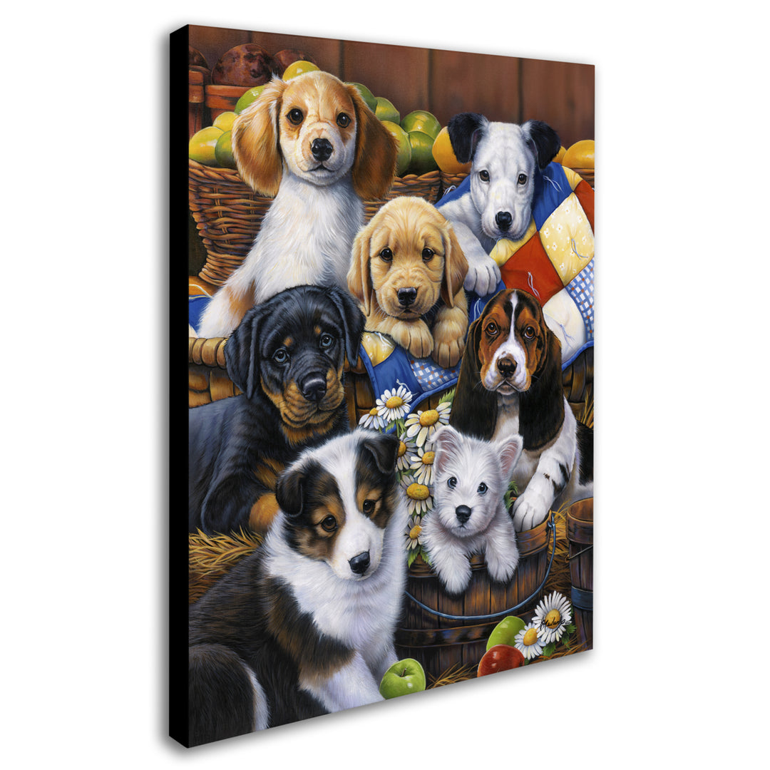 Jenny Newland Country Bumpkin Puppies 14 x 19 Canvas Art Image 3