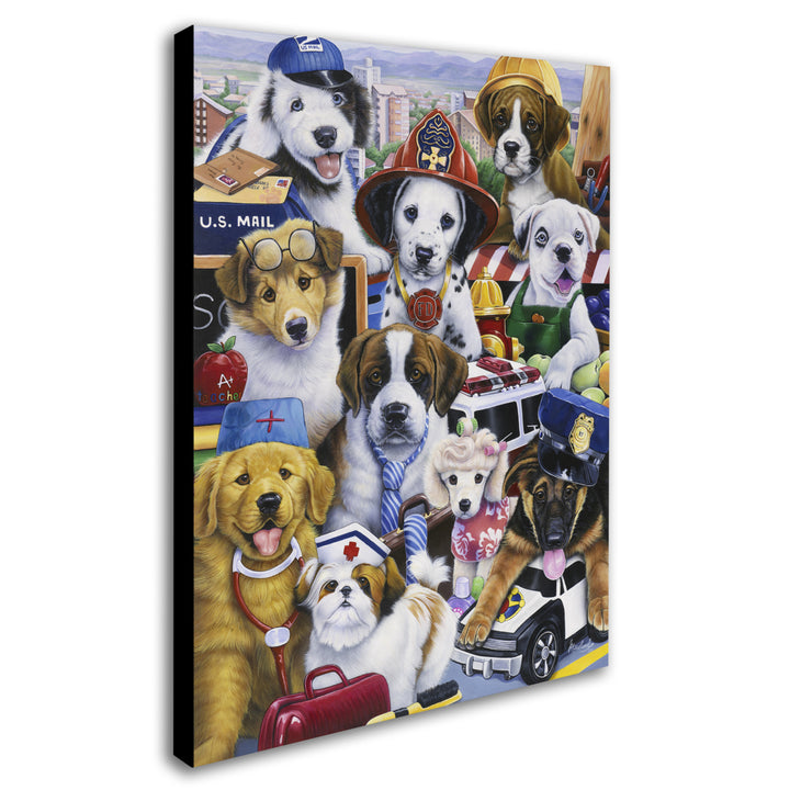 Jenny Newland Working Puppies 14 x 19 Canvas Art Image 3