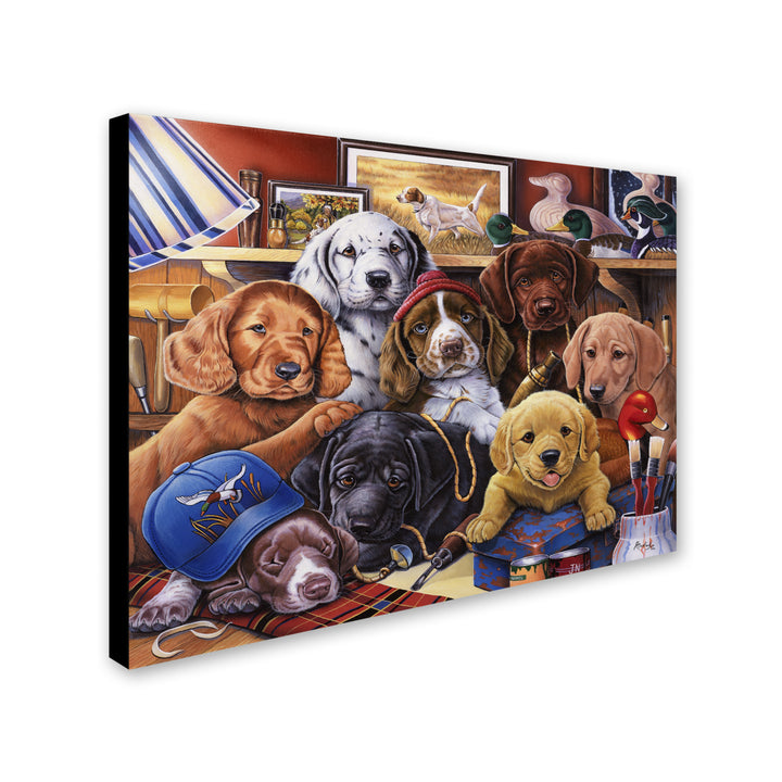 Jenny Newland Grandpa?s Puppies 14 x 19 Canvas Art Image 3