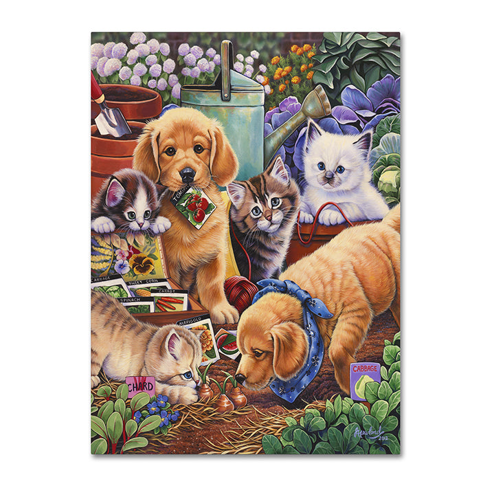 Jenny Newland Helpful Garden Paws 14 x 19 Canvas Art Image 1