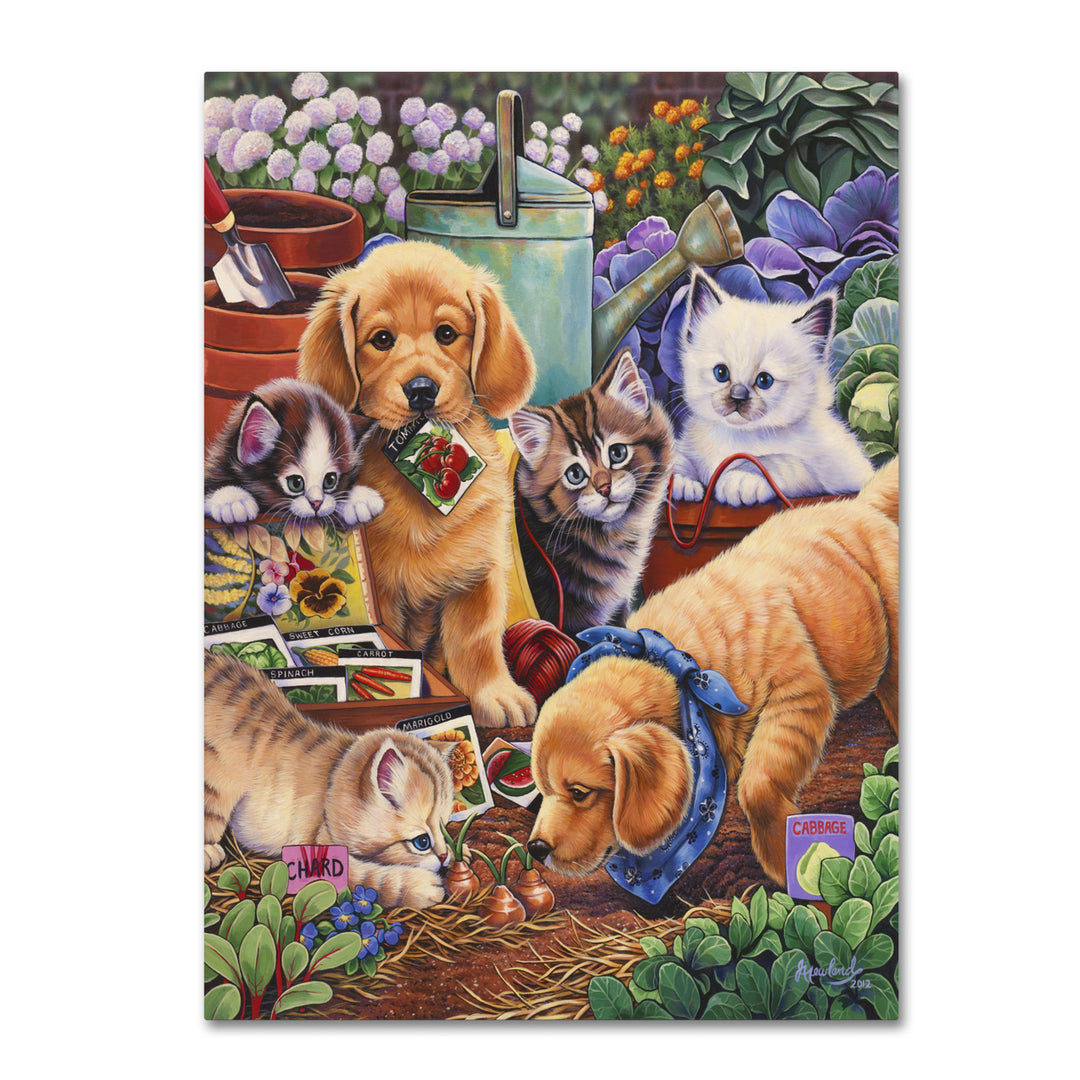 Jenny Newland Helpful Garden Paws 14 x 19 Canvas Art Image 2