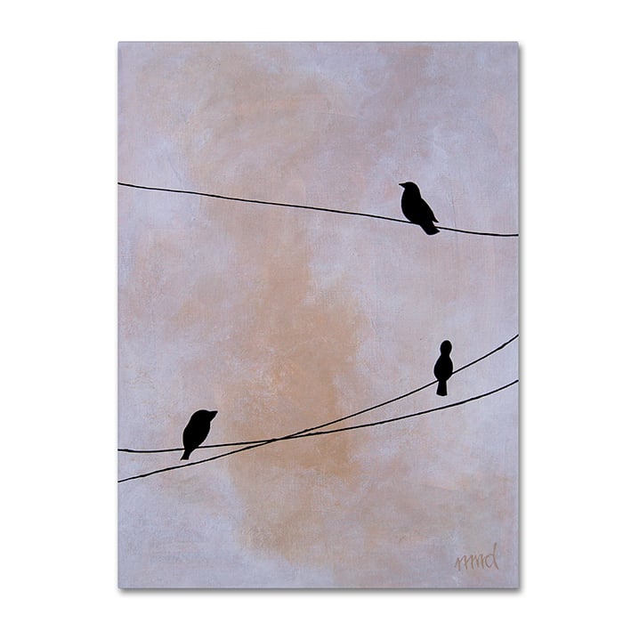 Nicole Dietz Bird on Wire White 14 x 19 Canvas Art Image 1