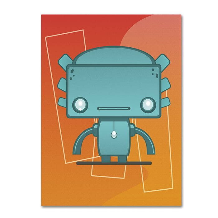 Craig Snodgrass Retro Robot Aqua 14 x 19 Canvas Art Image 1