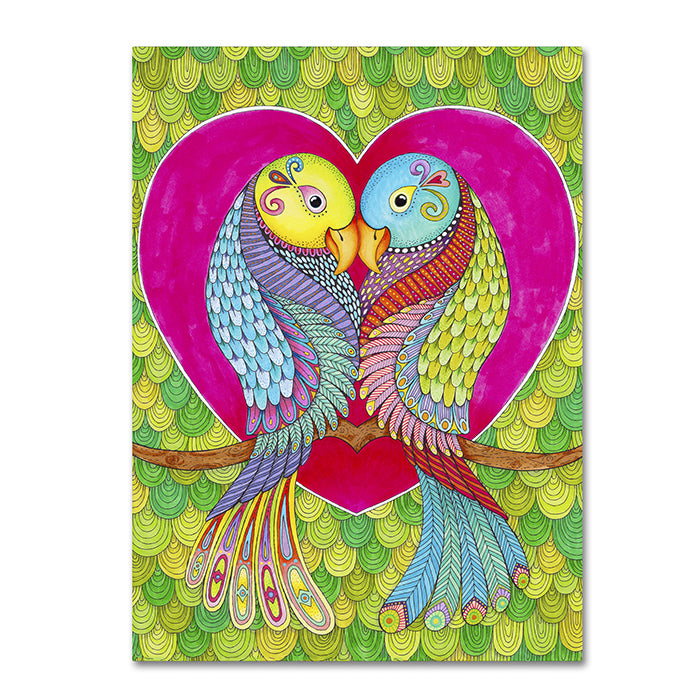 Hello Angel Lovebirds in Colour 14 x 19 Canvas Art Image 1