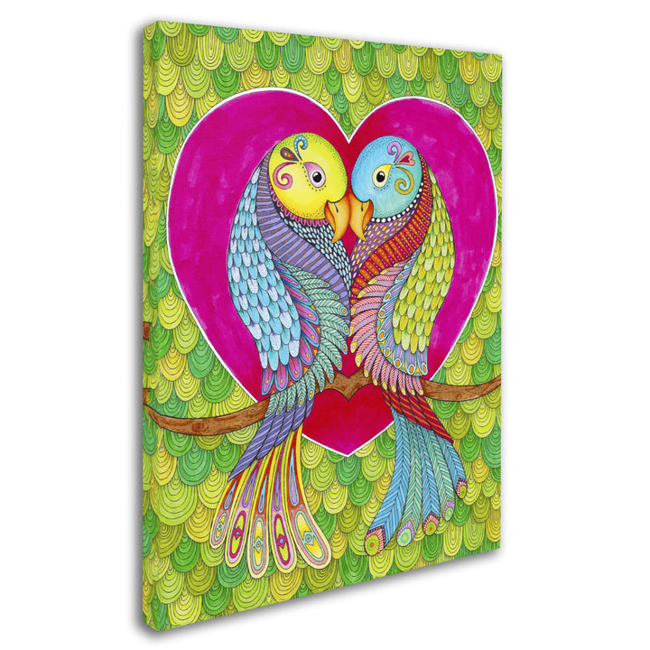 Hello Angel Lovebirds in Colour 14 x 19 Canvas Art Image 3