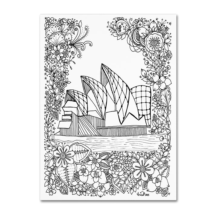 KCDoodleArt Sydney Opera House Inspired 14 x 19 Canvas Art Image 1