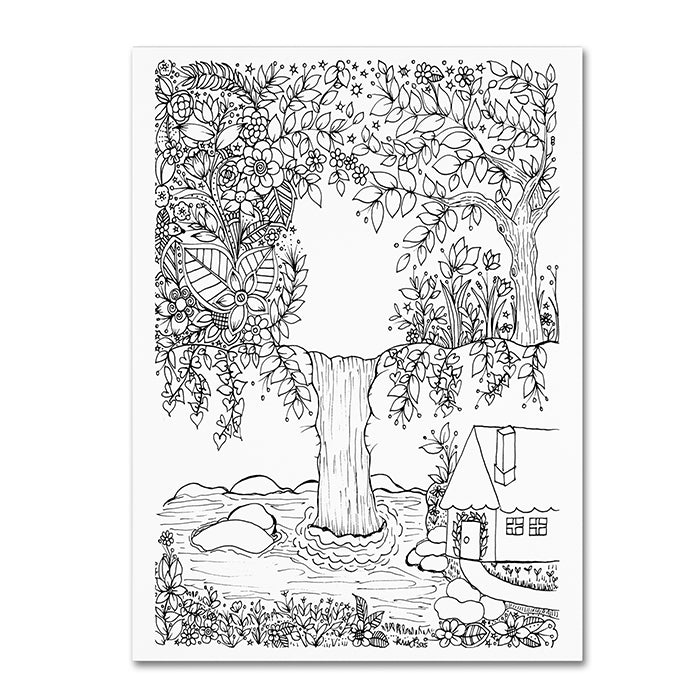 KCDoodleArt Waterfall Doodle 14 x 19 Canvas Art Image 1