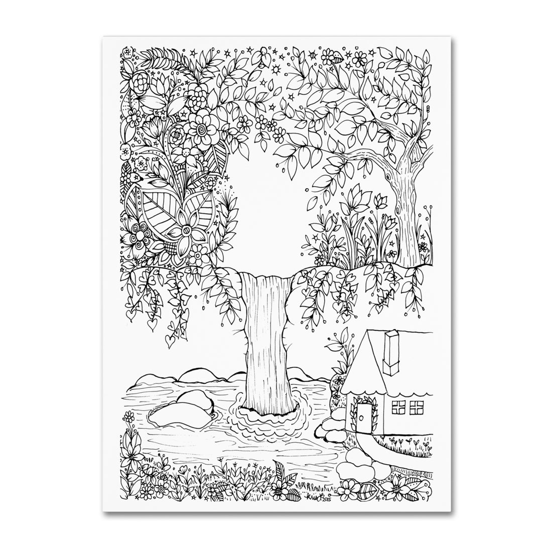 KCDoodleArt Waterfall Doodle 14 x 19 Canvas Art Image 2