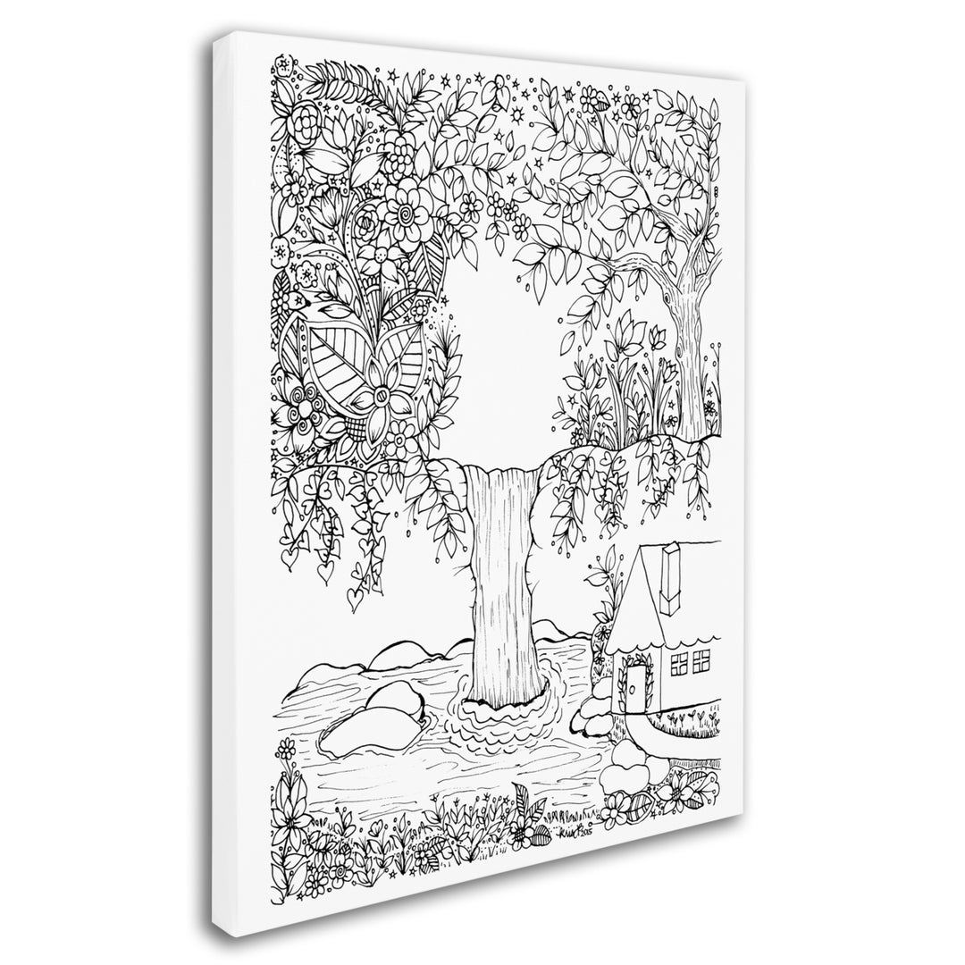 KCDoodleArt Waterfall Doodle 14 x 19 Canvas Art Image 3