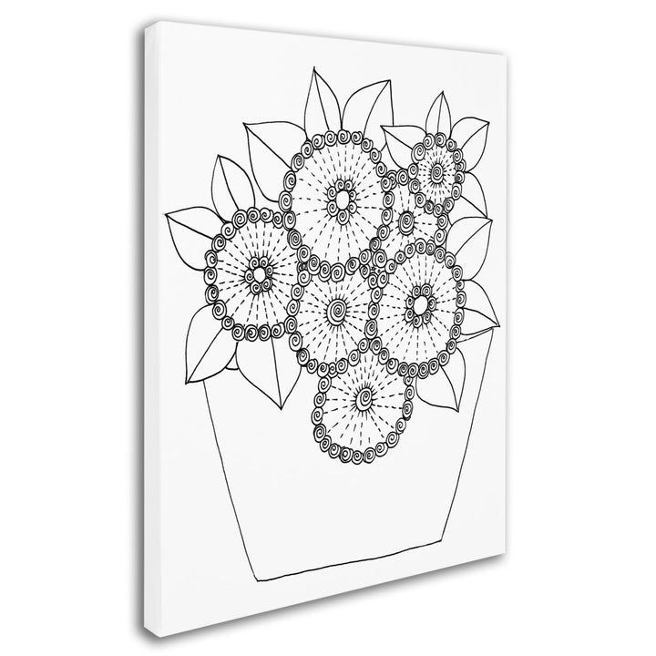 KCDoodleArt Flowers In A Pot 14 x 19 Canvas Art Image 3