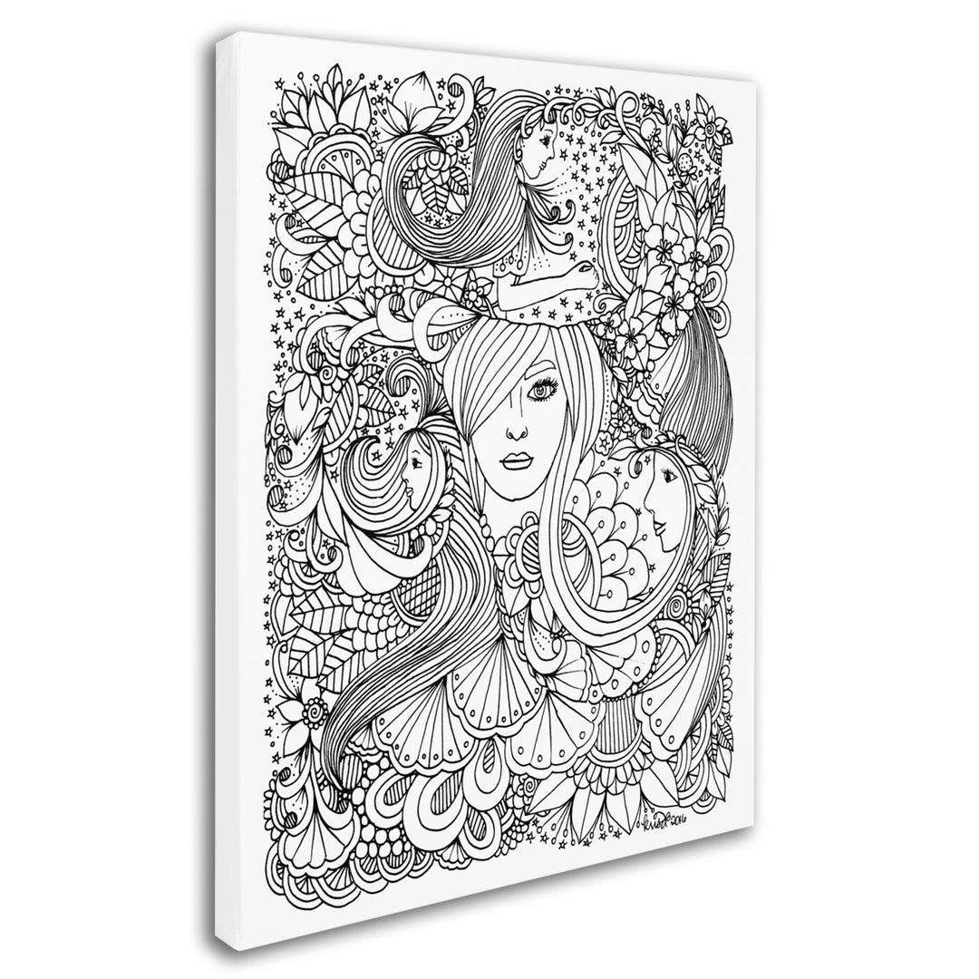 KCDoodleArt Flower Girls 10 14 x 19 Canvas Art Image 3