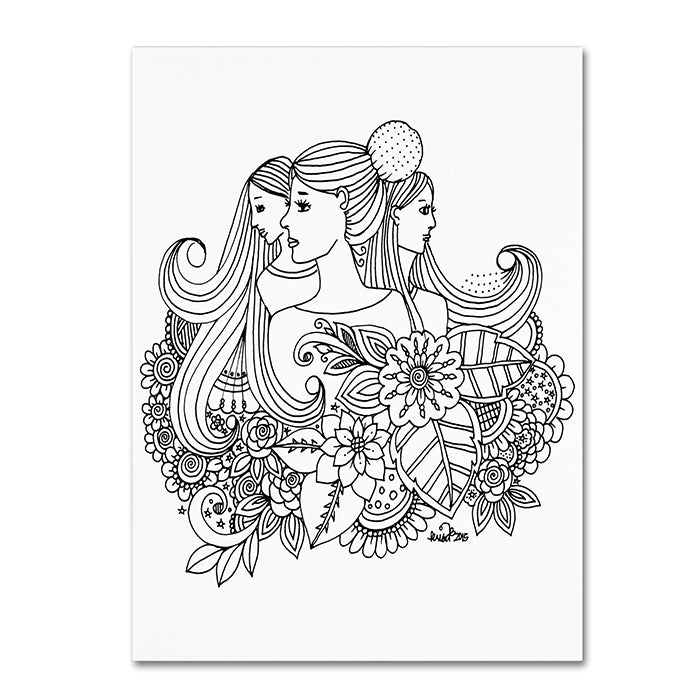 KCDoodleArt Flower Girls 16 14 x 19 Canvas Art Image 1