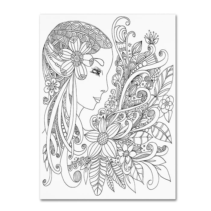 KCDoodleArt Flower Girls 19 14 x 19 Canvas Art Image 1