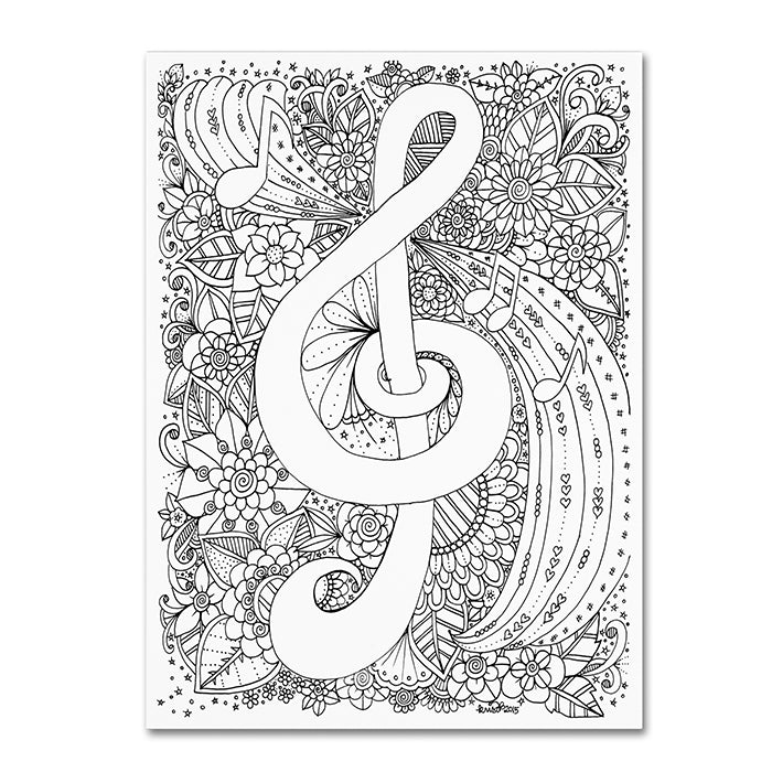 KCDoodleArt J-Clef Doodle 14 x 19 Canvas Art Image 1