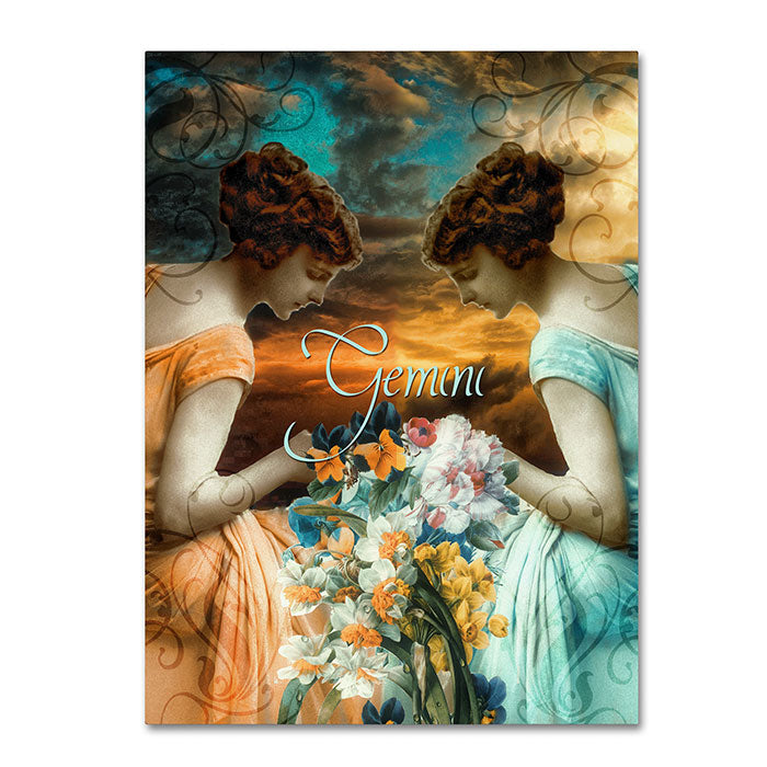 Color Bakery Art Nouveau Zodiac Gemini 14 x 19 Canvas Art Image 1