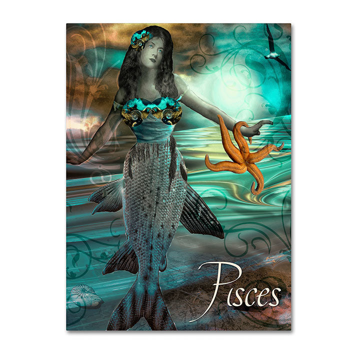 Color Bakery Art Nouveau Zodiac Pisces 14 x 19 Canvas Art Image 1