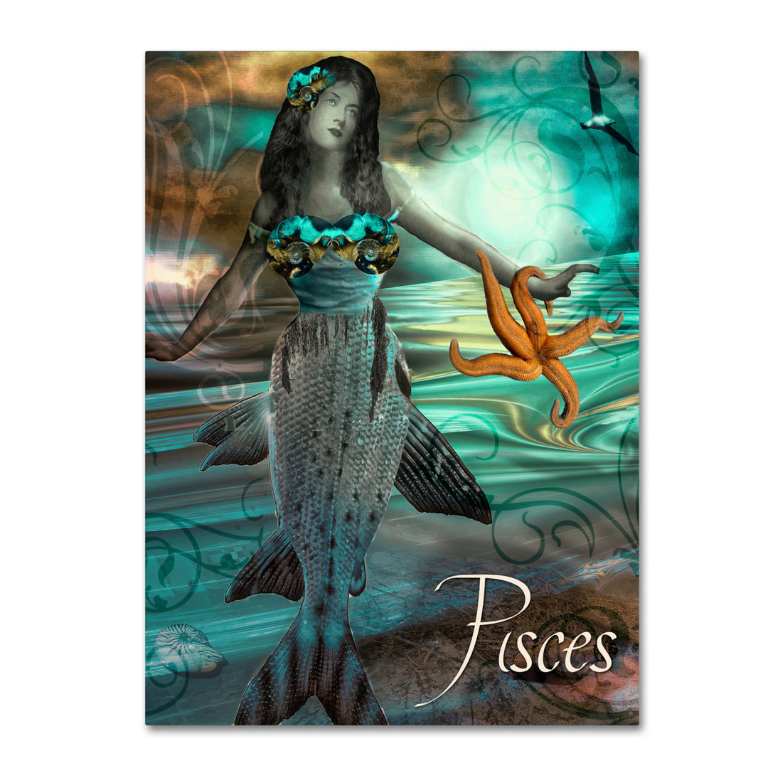 Color Bakery Art Nouveau Zodiac Pisces 14 x 19 Canvas Art Image 2