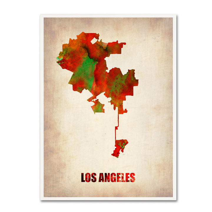 Naxart Los Angeles Watercolor Map 14 x 19 Canvas Art Image 1