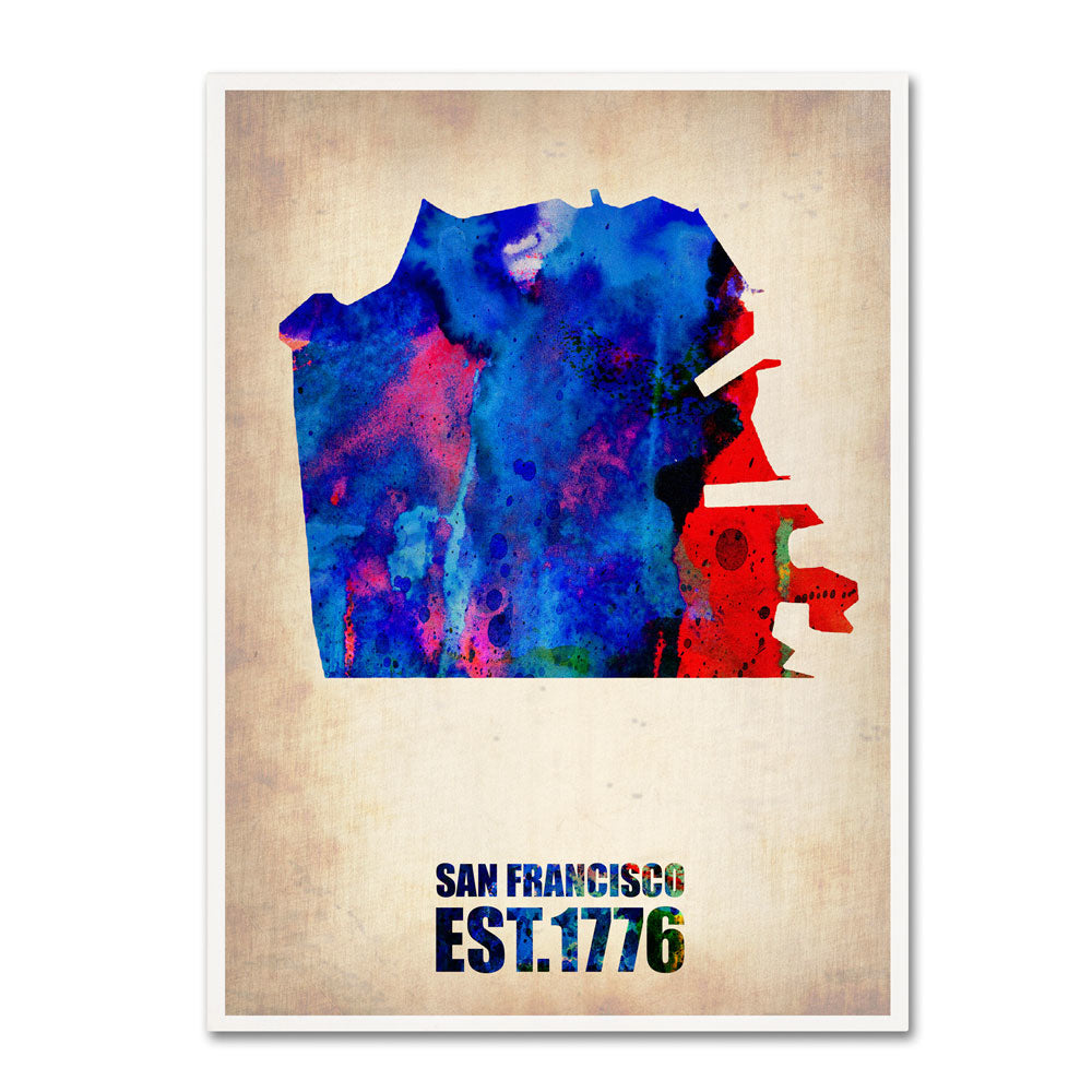 Naxart San Francisco Watercolor Map 14 x 19 Canvas Art Image 1