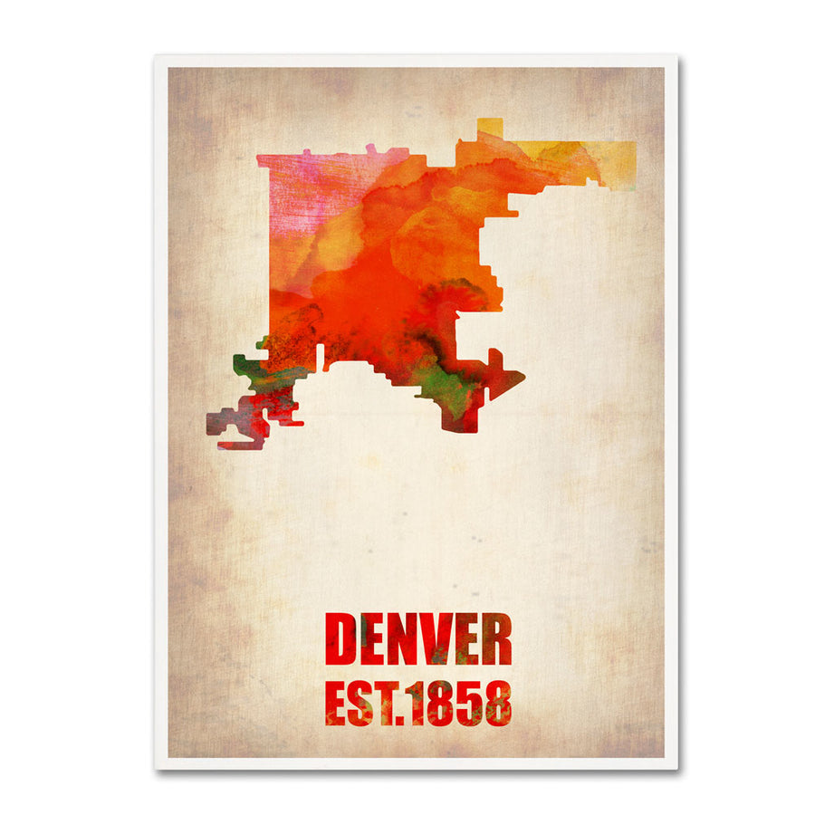 Naxart Denver Watercolor Map 14 x 19 Canvas Art Image 1