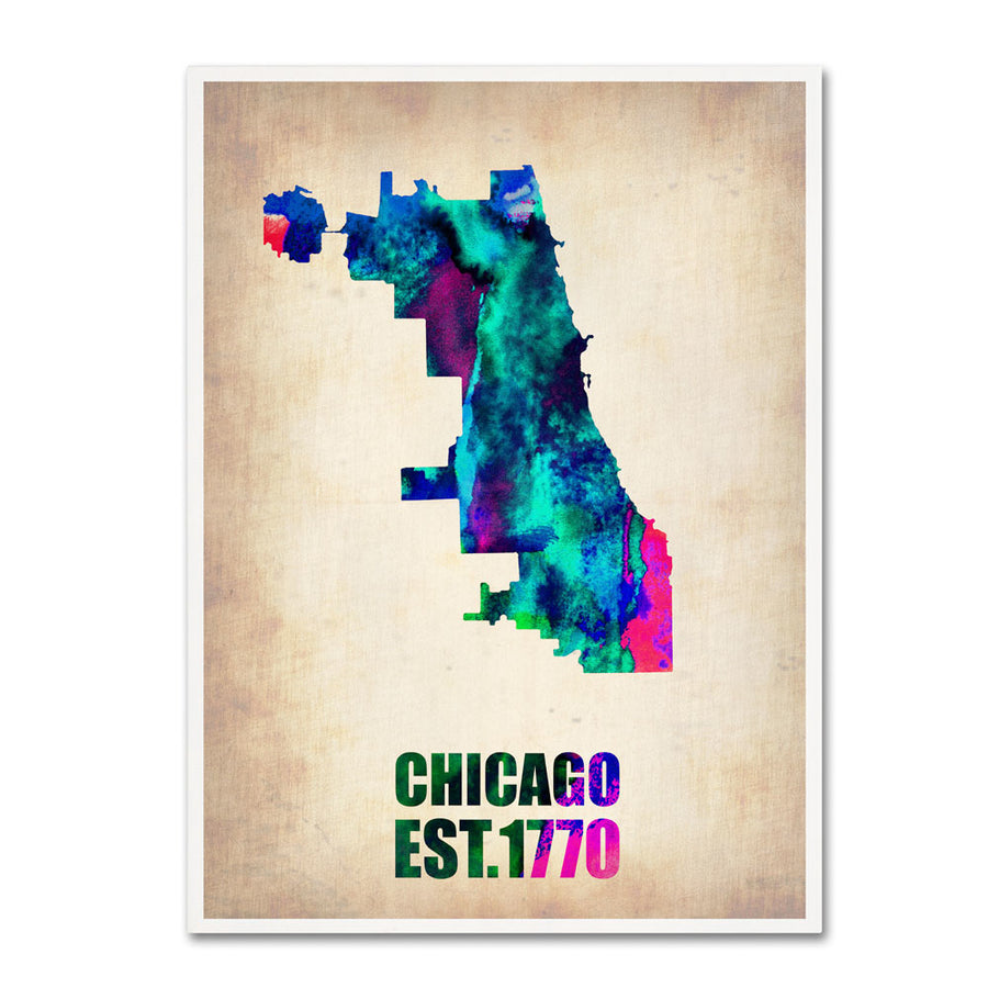 Naxart Chicago Watercolor Map 14 x 19 Canvas Art Image 1