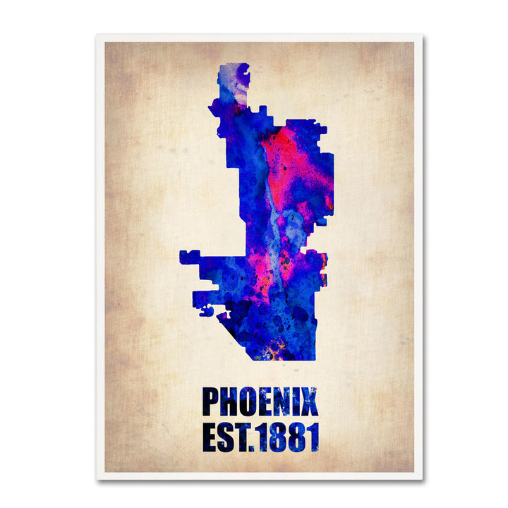 Naxart Phoenix Watercolor Map 14 x 19 Canvas Art Image 1